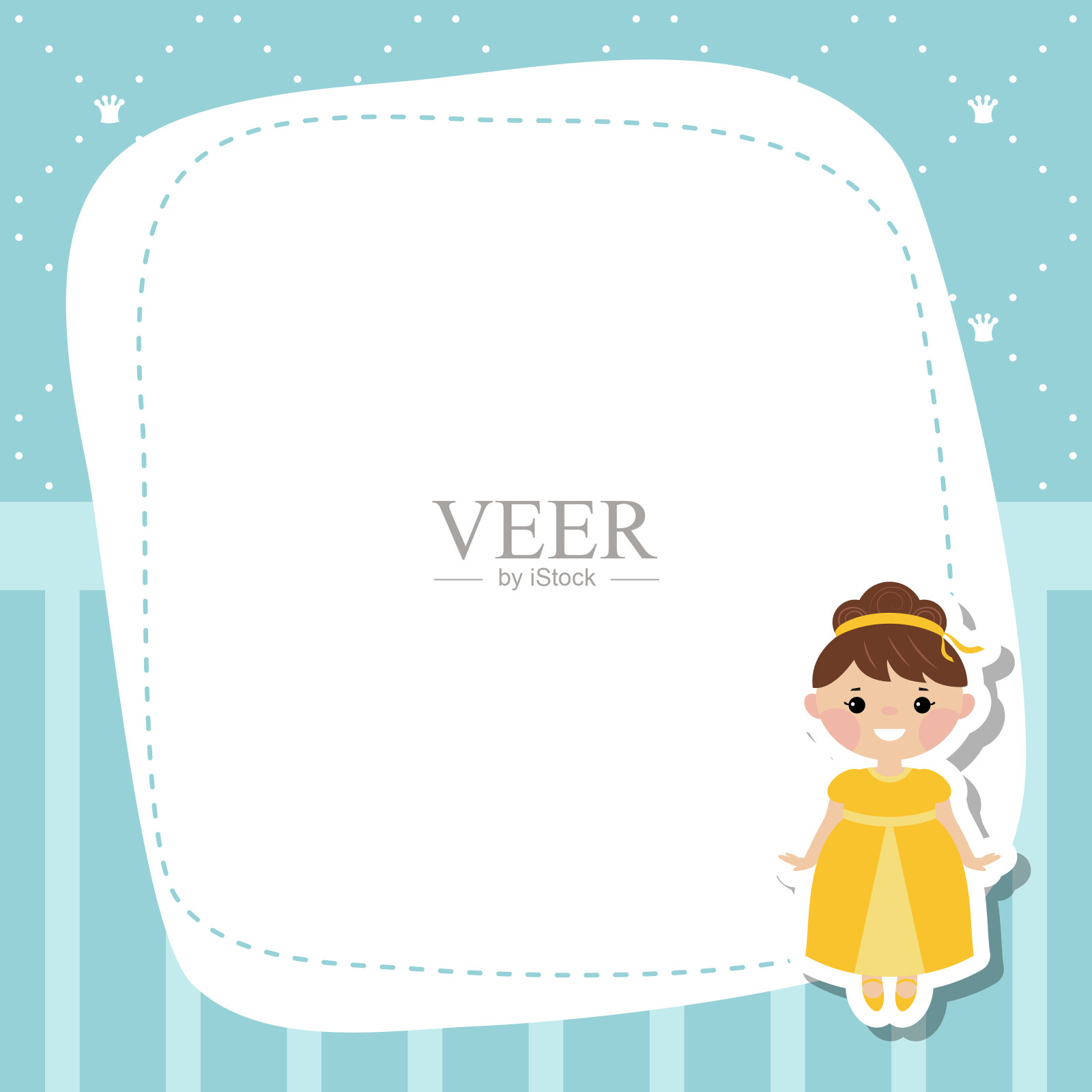 贺卡上有美丽的公主。插画图片素材