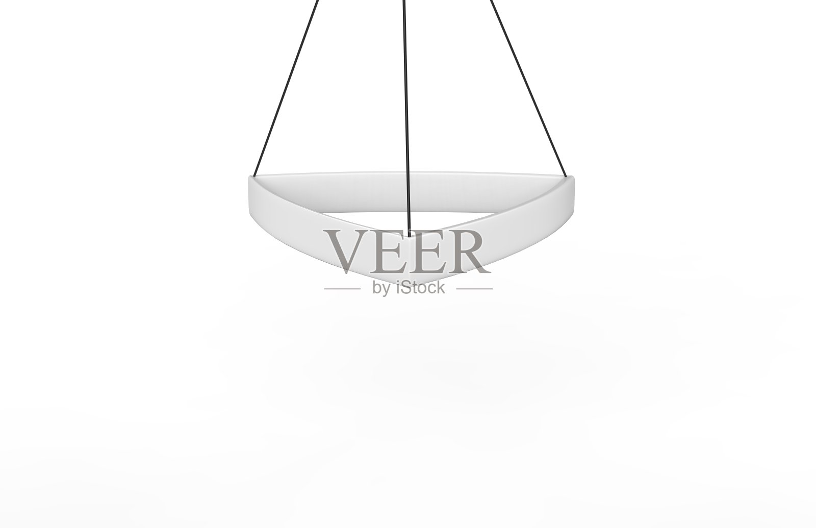 曲线三角形悬挂旗帜上孤立的白色背景,3d插图照片摄影图片