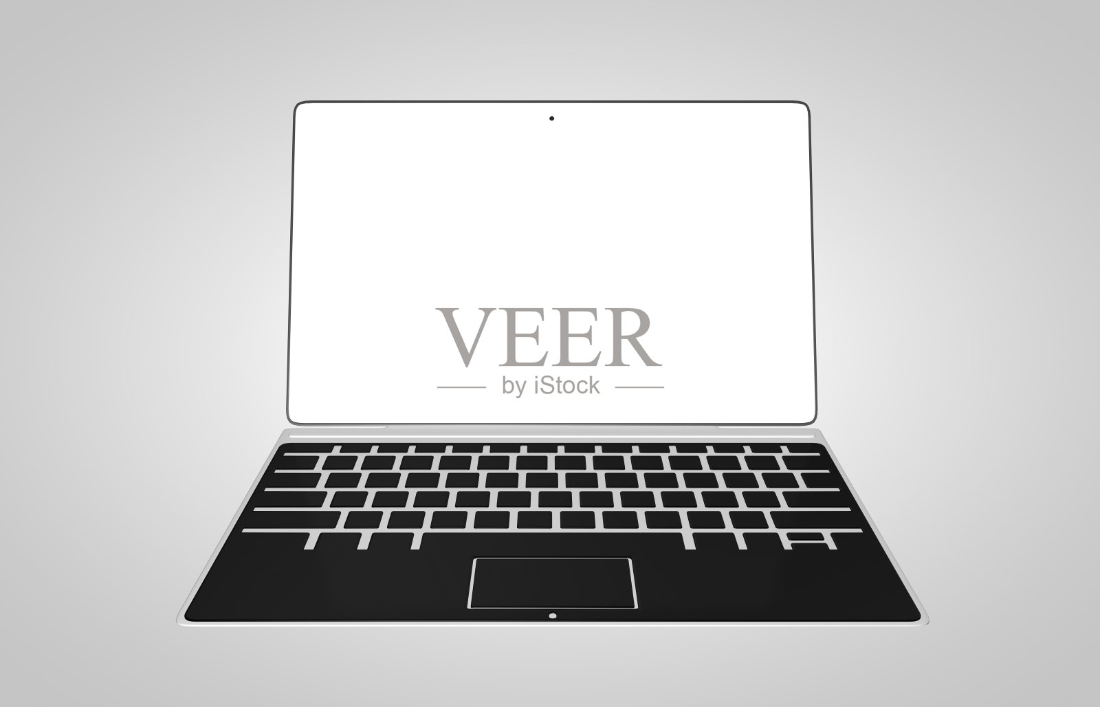 3d插图笔记本电脑金属或塑料颜色与空白屏幕隔离和剪切路径模拟的概念照片摄影图片