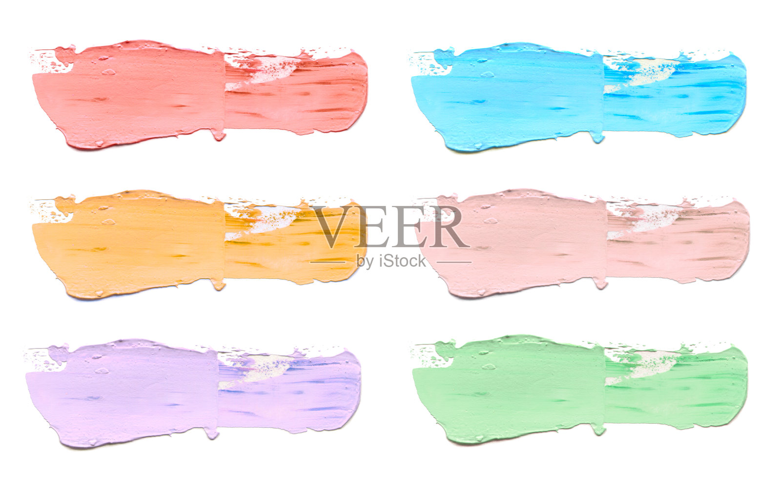 抽象丙烯酸色笔触。孤立在白茫茫的阴影中。收集。照片摄影图片