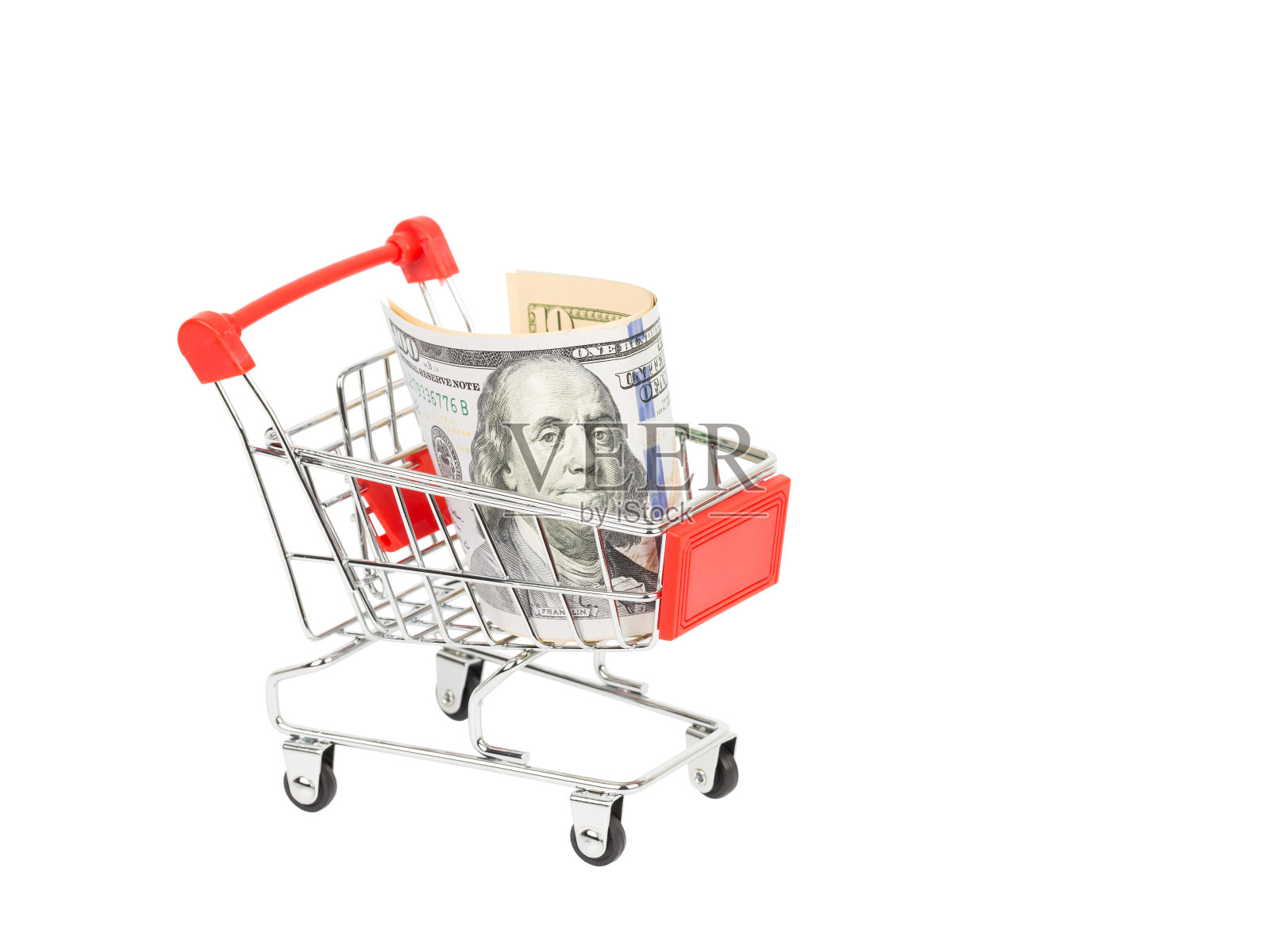 购物车里的美元钞票照片摄影图片