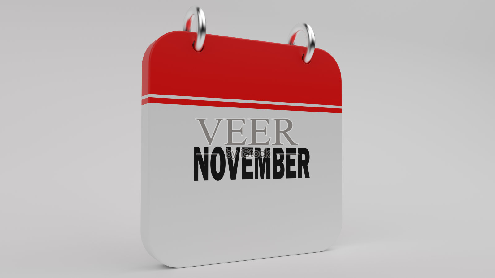 白色背景上的红色十一月日历照片摄影图片