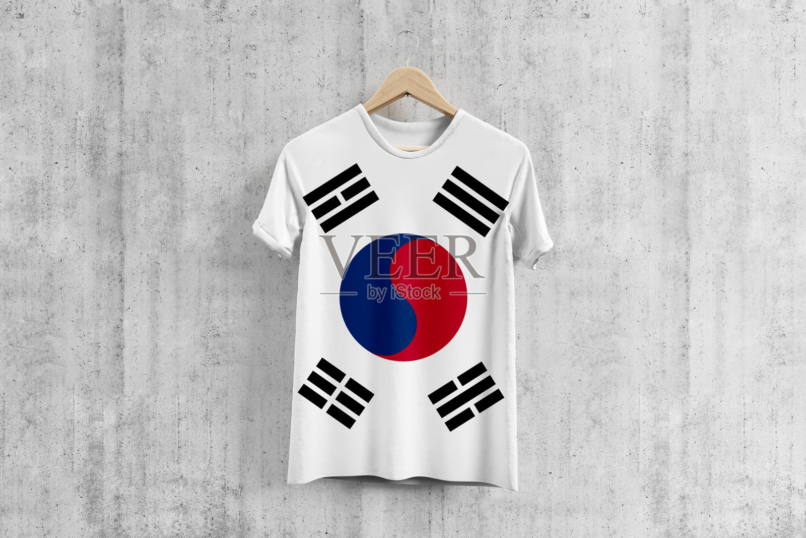 韩国国旗t恤挂衣架,韩国队服设计理念制作。国家穿。照片摄影图片