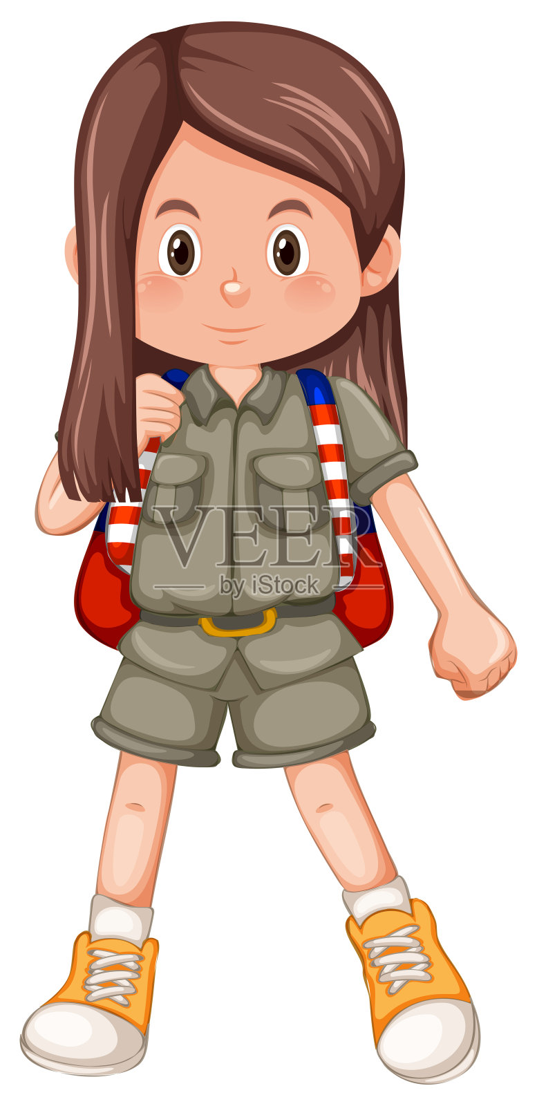 一个长头发的侦察员角色插画图片素材