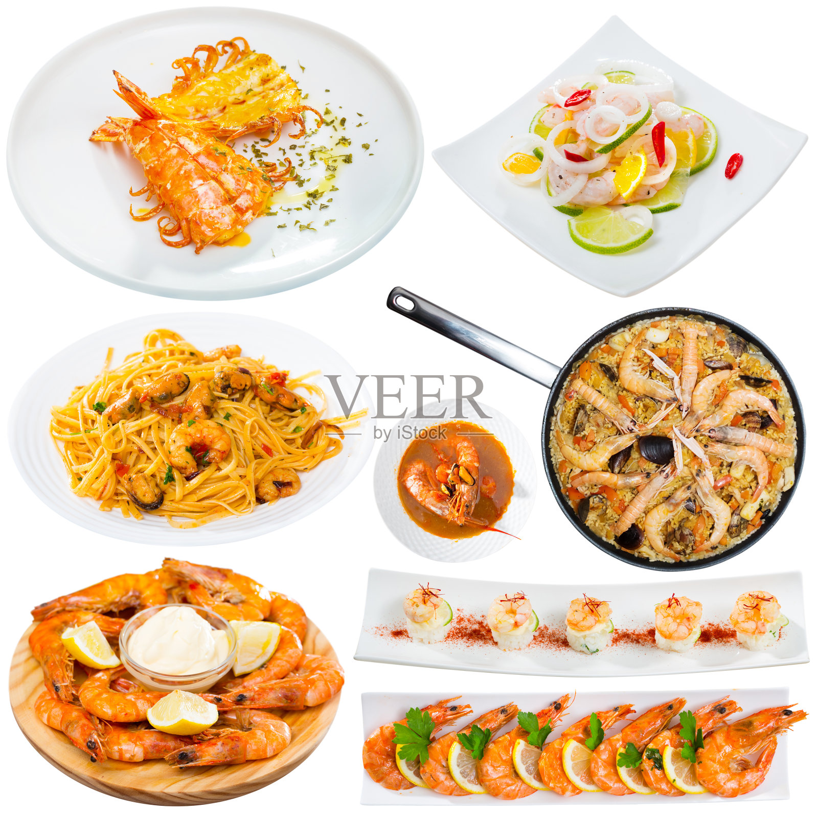 大虾拼贴菜照片摄影图片