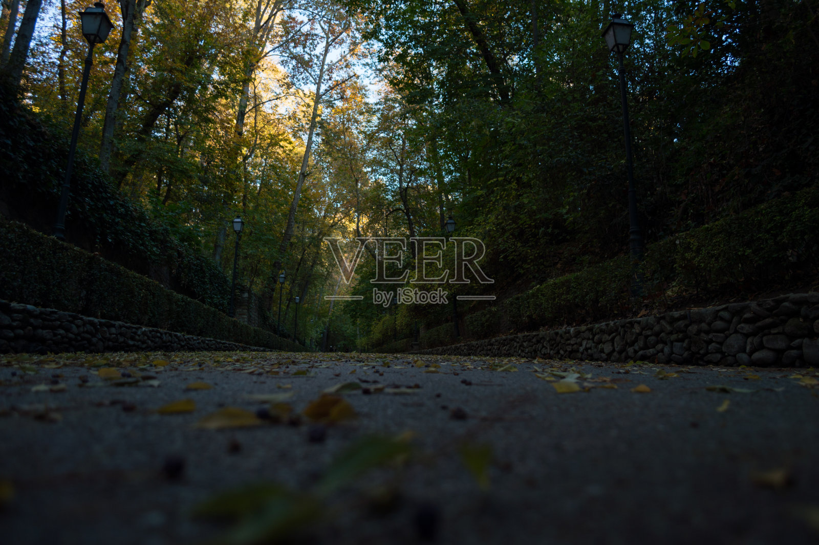 Cuesta de Gomérez街通向西班牙格拉纳达的阿尔罕布拉宫照片摄影图片