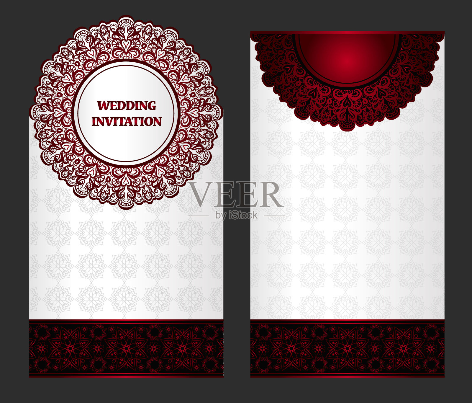 优雅的保存日期卡片设计。复古花邀请卡模板。豪华漩涡曼荼罗贺卡。插画图片素材