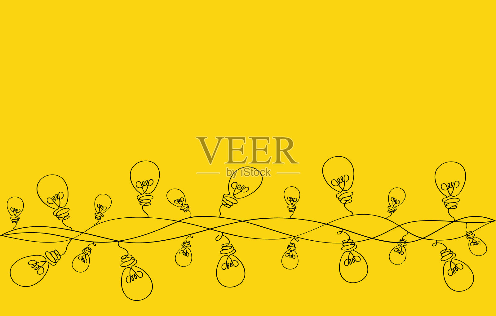 一套温馨灯泡花环,节日装饰。灯。发光的圣诞灯孤立在透明的背景上。黄色背景上的矢量。插画图片素材