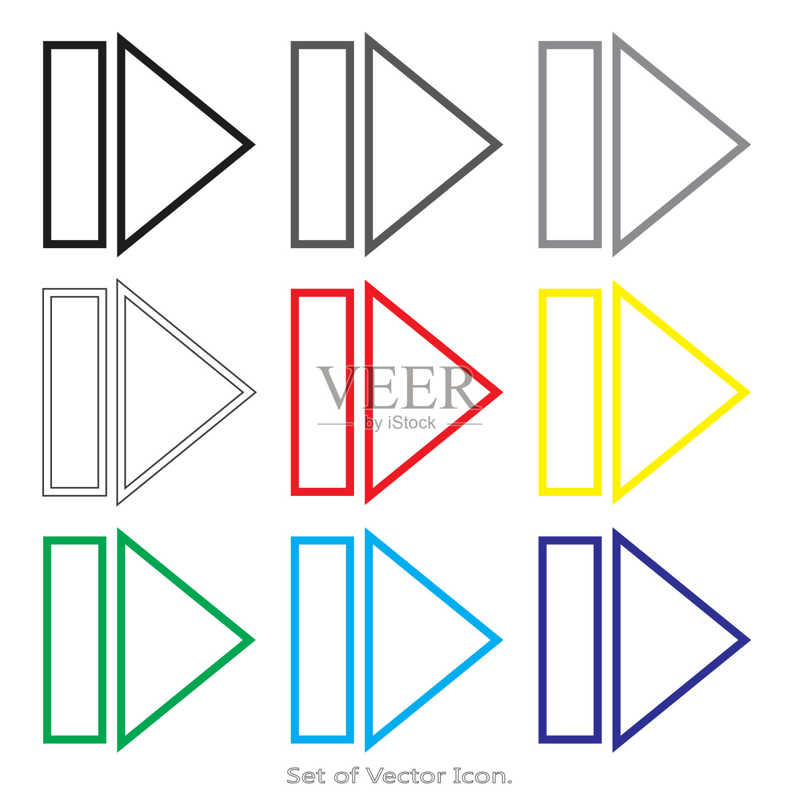 箭集图标与九种颜色变化的平面风格。图标素材