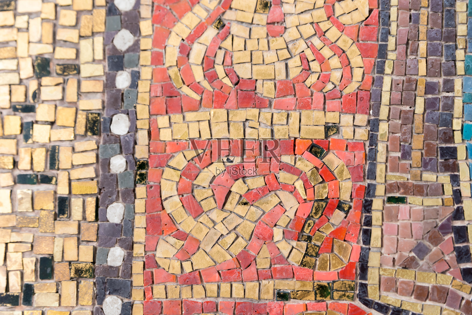 意大利西西里岛陶尔米纳的古代马赛克照片摄影图片