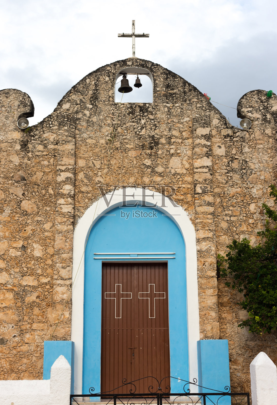 墨西哥尤卡坦州马克斯卡努圣多明各:石头教堂照片摄影图片