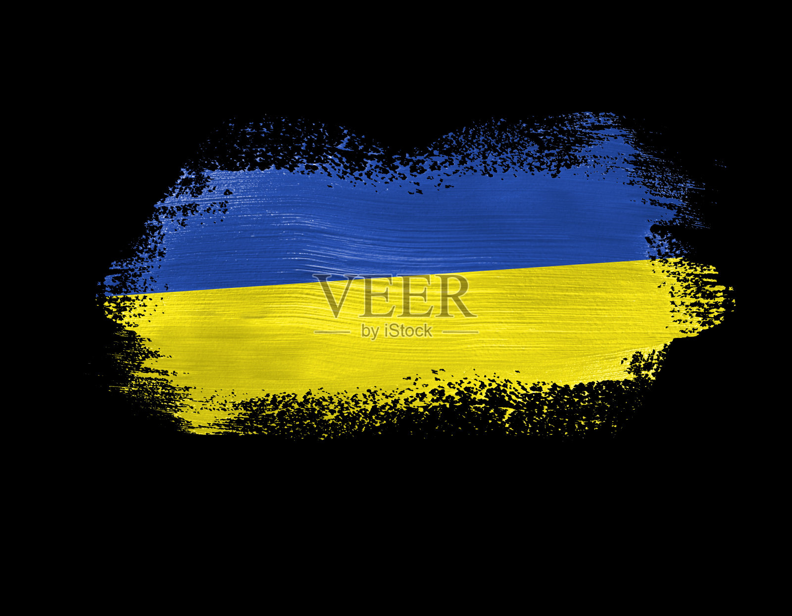 黑色背景上的乌克兰国旗照片摄影图片