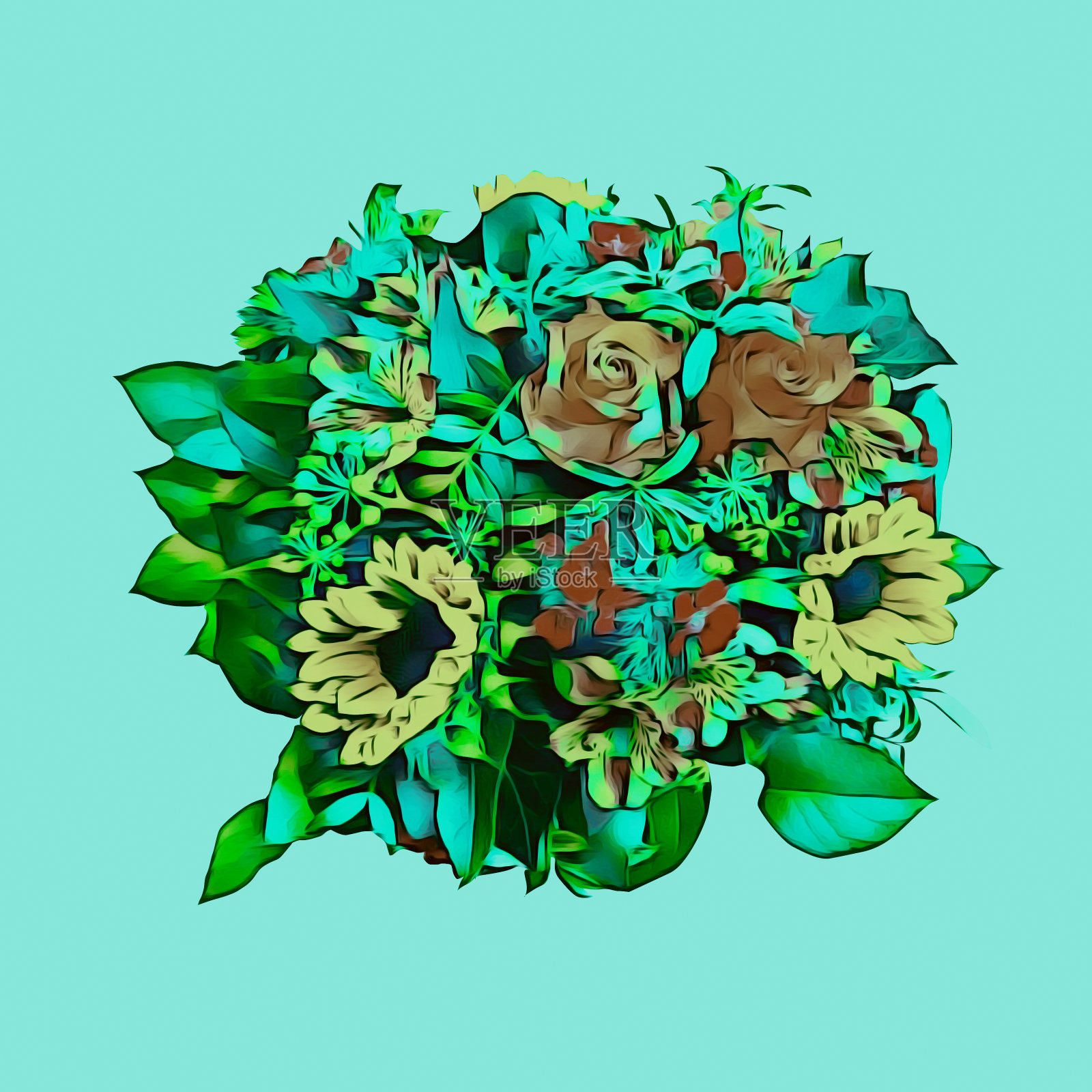 花束,水彩图案。插画图片素材