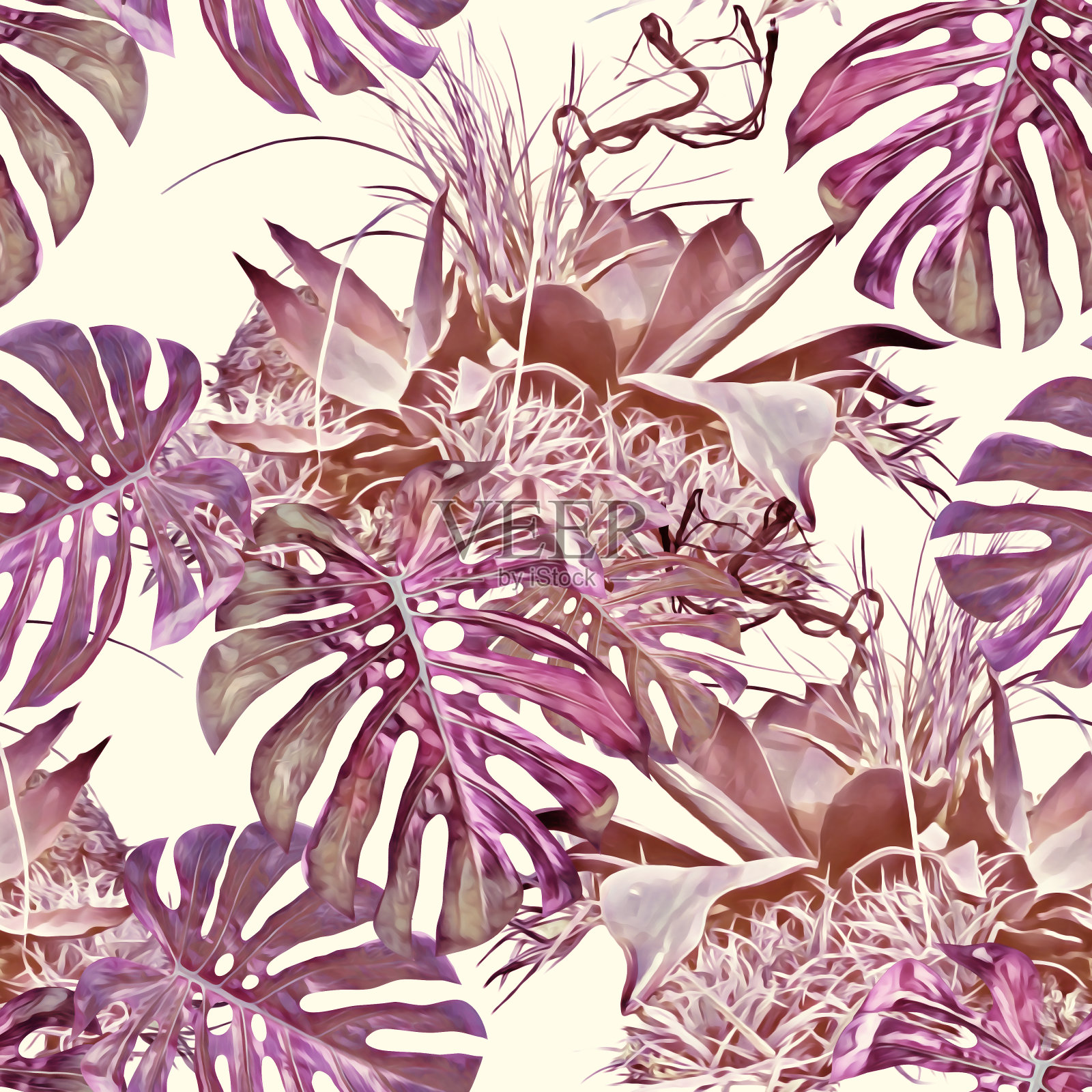 无缝模式的热带植物。插画图片素材