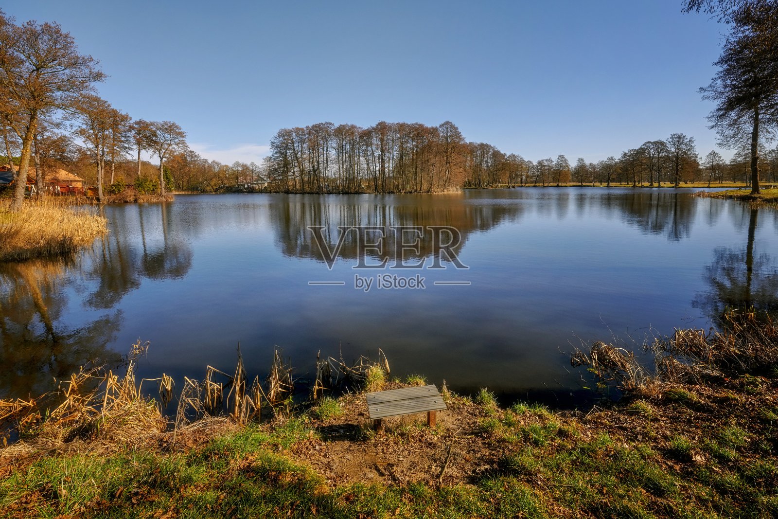 波兰Jantar镇的一个小池塘照片摄影图片