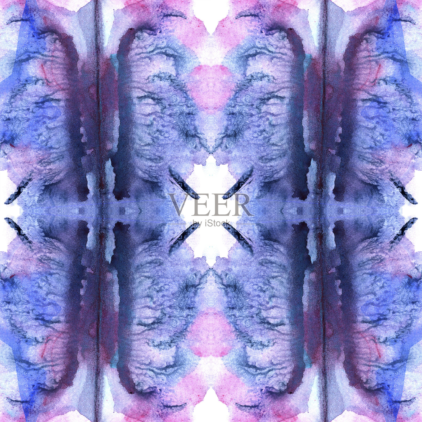 水彩抽象无缝图案与蓝色艺术纹理插画图片素材