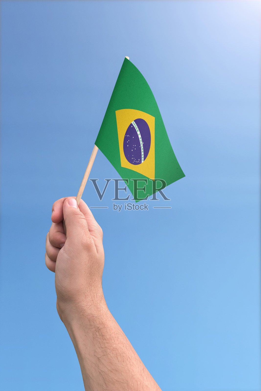 巴西国旗高高飘扬照片摄影图片