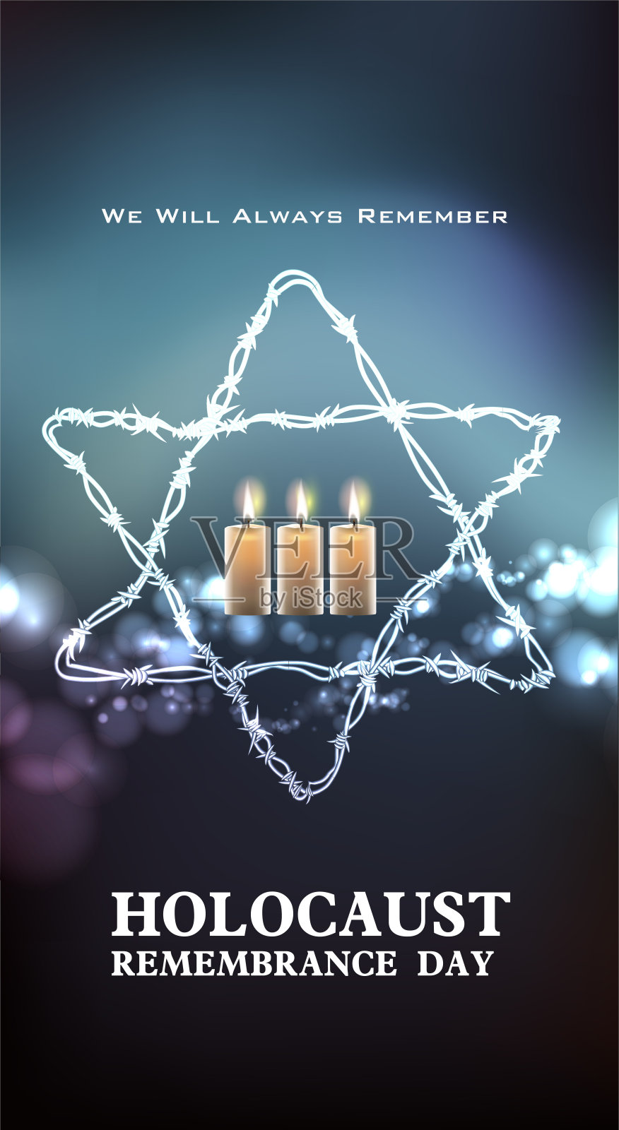 犹太人纪念大屠杀纪念日(犹太历)插画图片素材