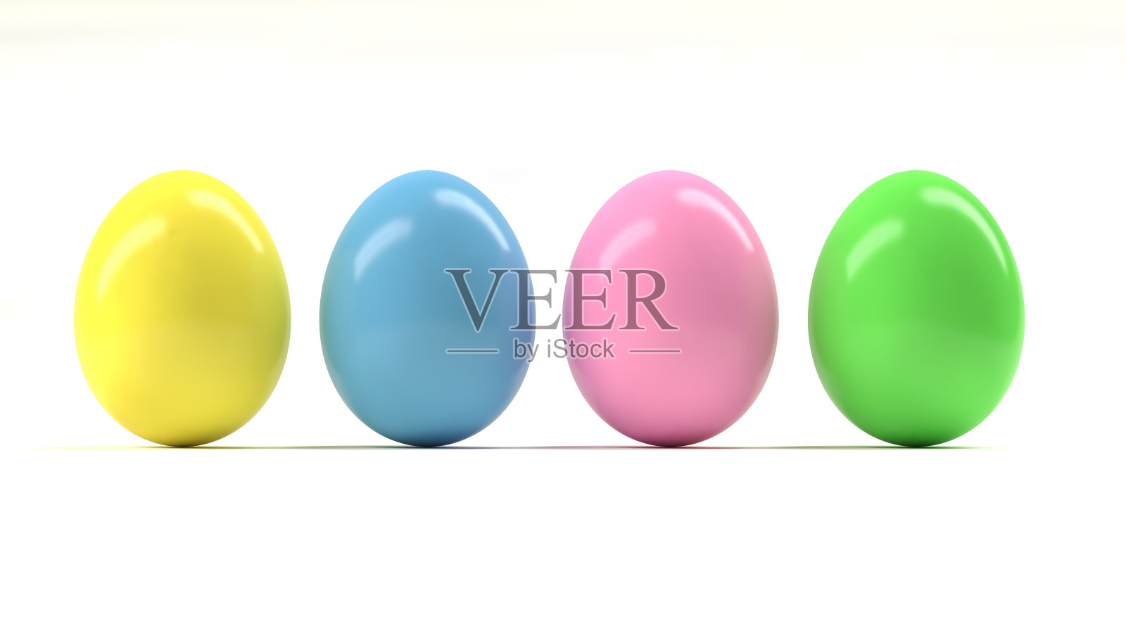 彩色完整的复活节彩蛋在白色与剪切路径照片摄影图片