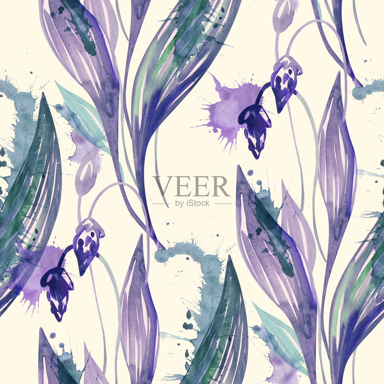 Ribwort无缝模式插画图片素材