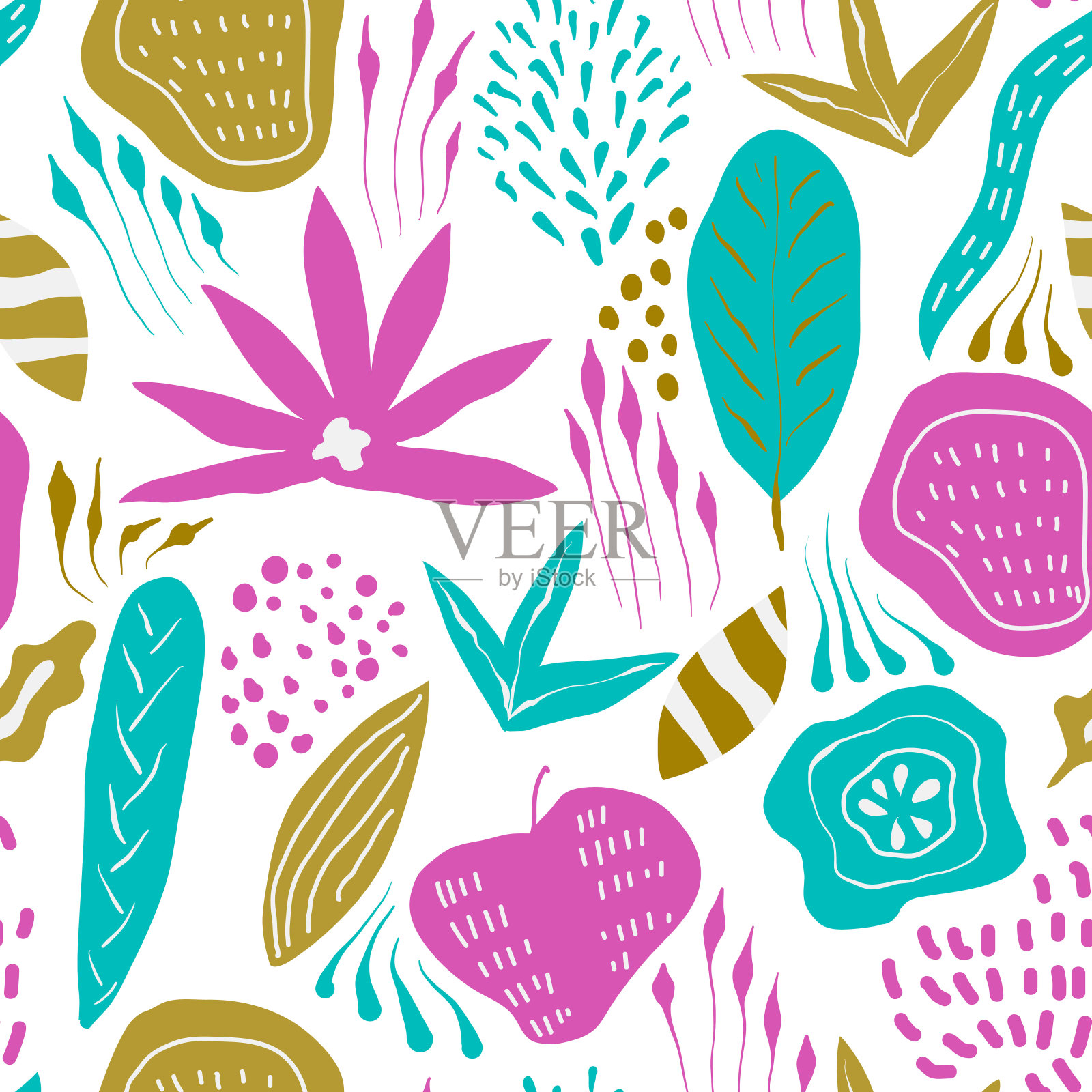 矢量无缝花型插画图片素材