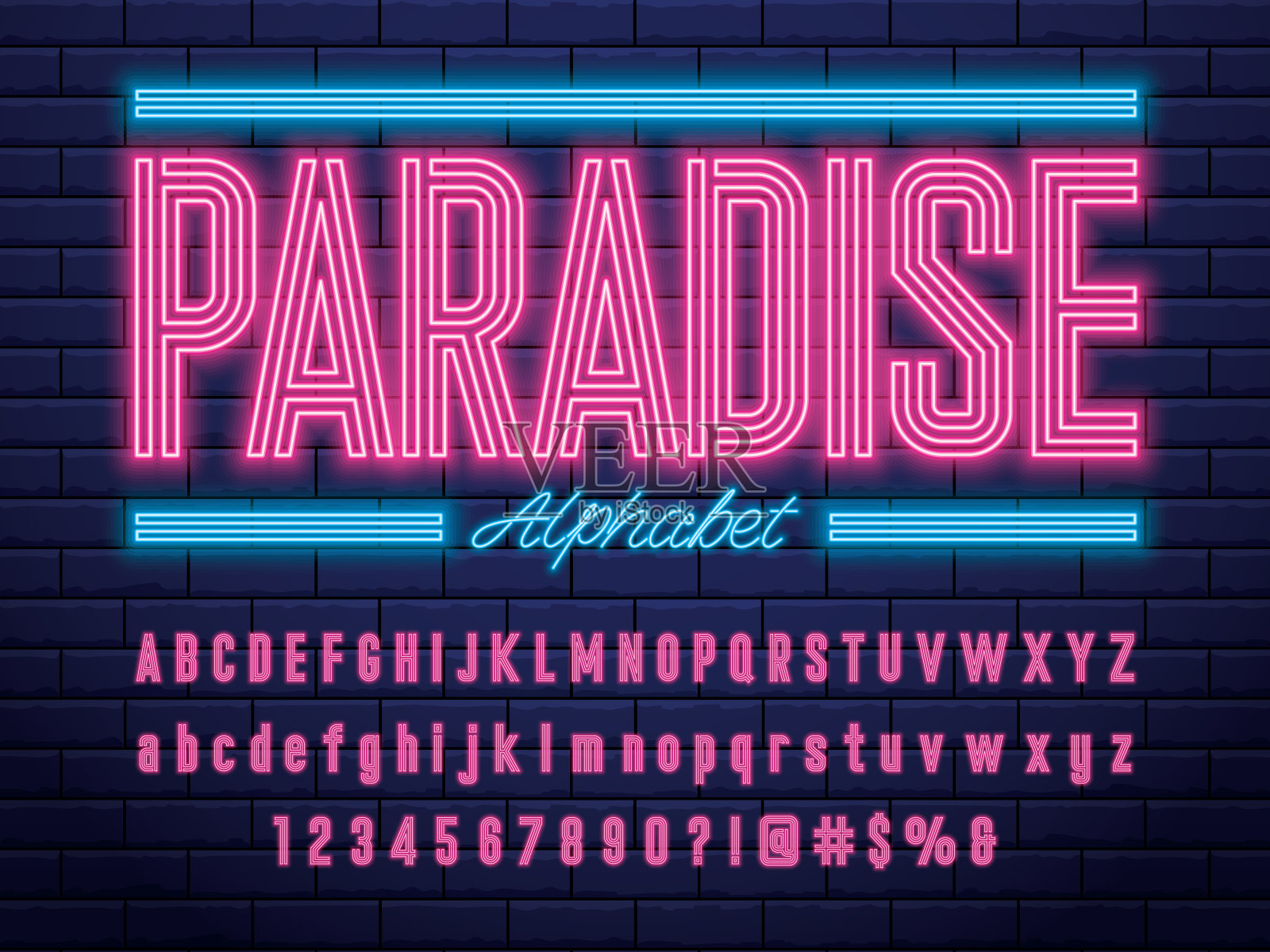 霓虹灯字体插画图片素材