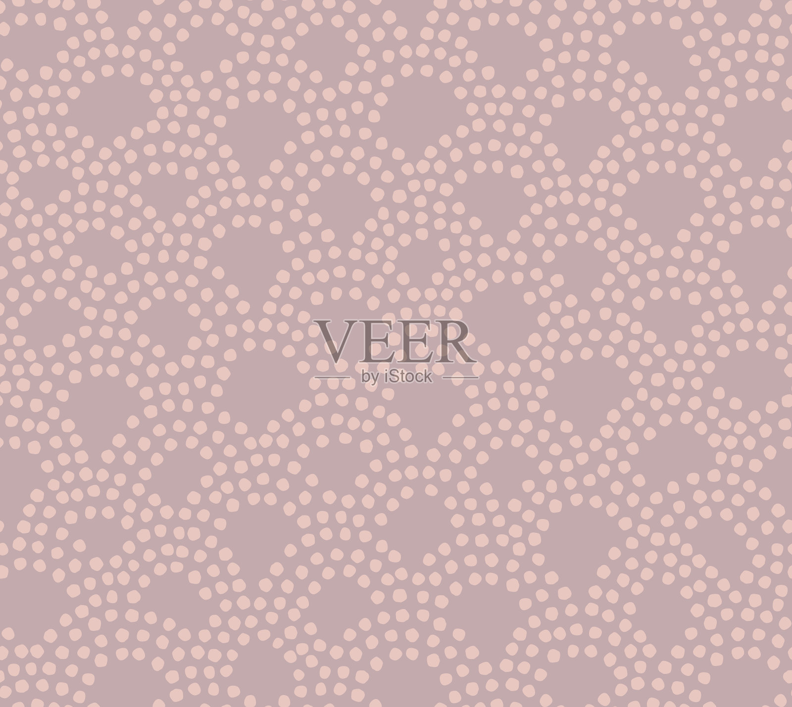 手绘无缝图案与圆点装饰。插画图片素材