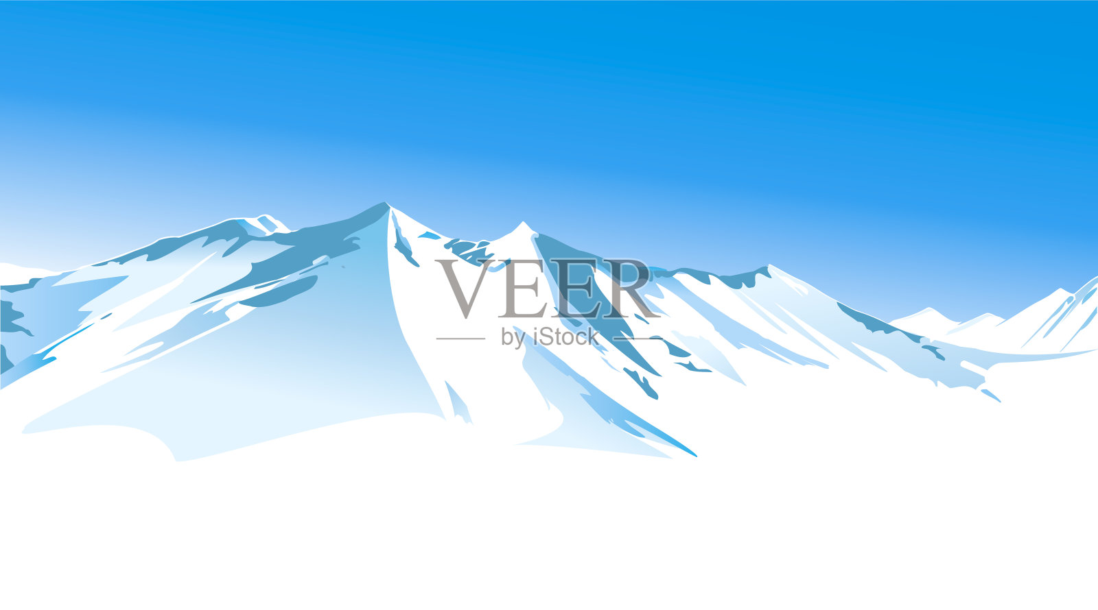 有高山的冬季景观插画图片素材