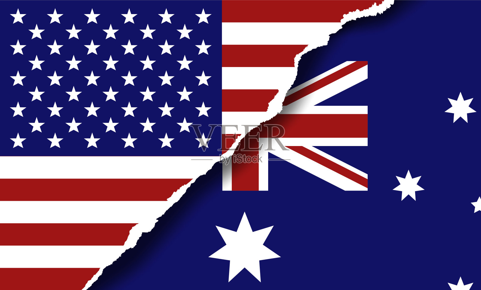 美国和澳大利亚的国旗标志。插画图片素材