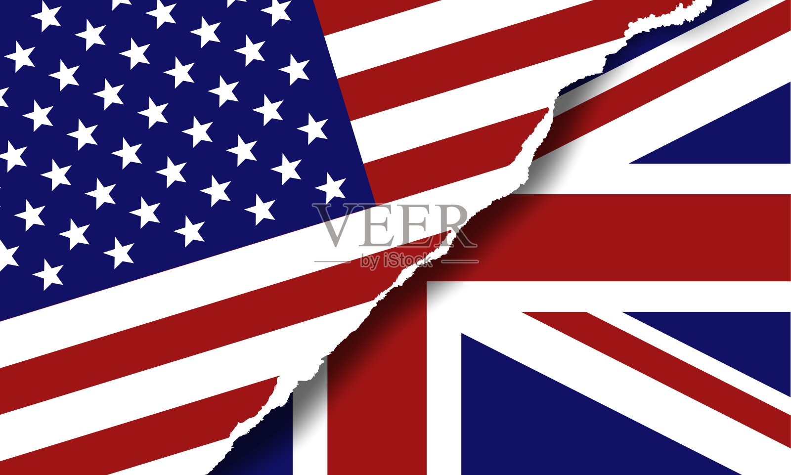 美国和英国的国旗象征。插画图片素材