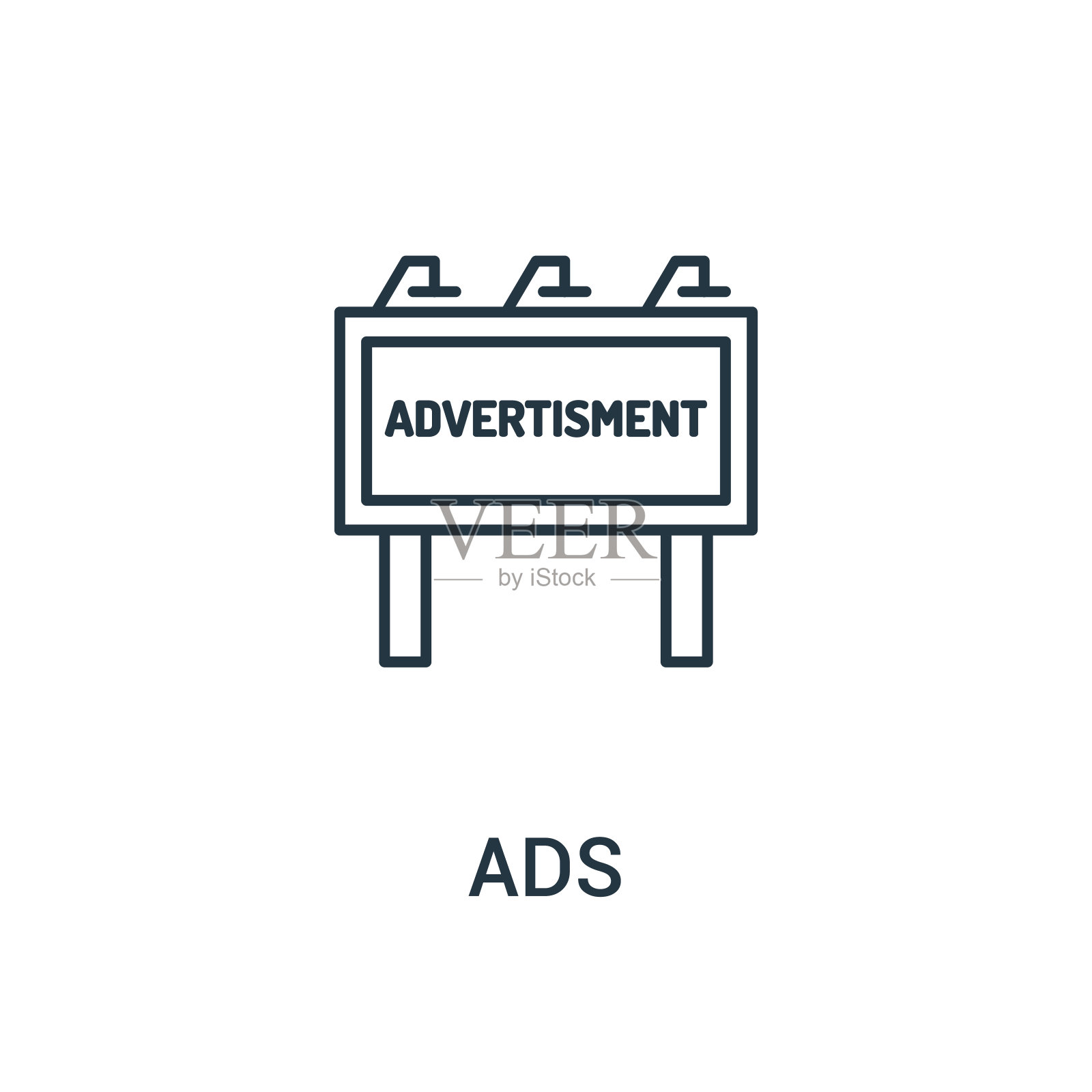 广告图标矢量从广告集合。细线广告轮廓图标矢量插图。线性符号用于网络和移动应用程序,标志,印刷媒体。插画图片素材