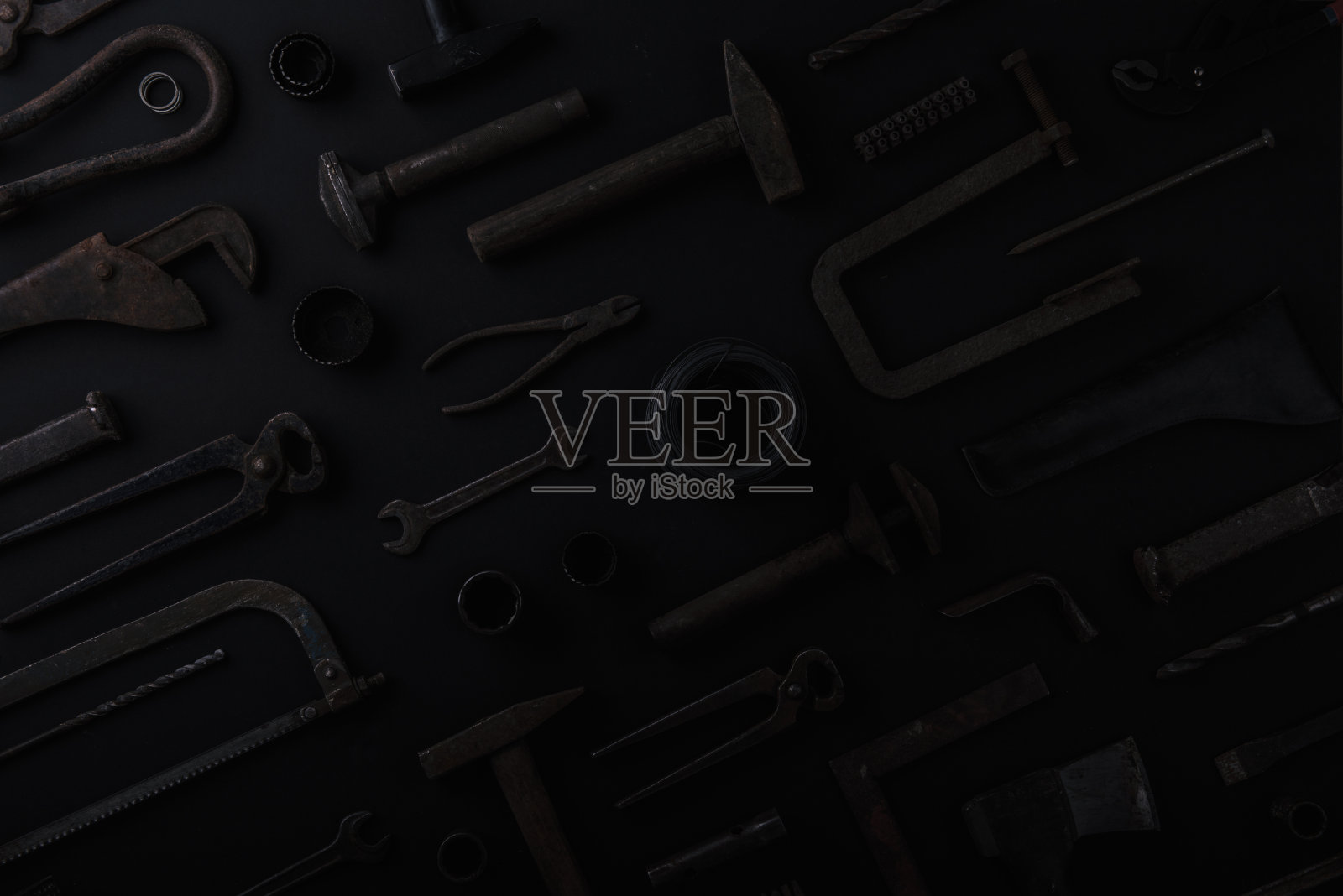 父亲节贺卡的概念。平的。副本的空间。照片摄影图片