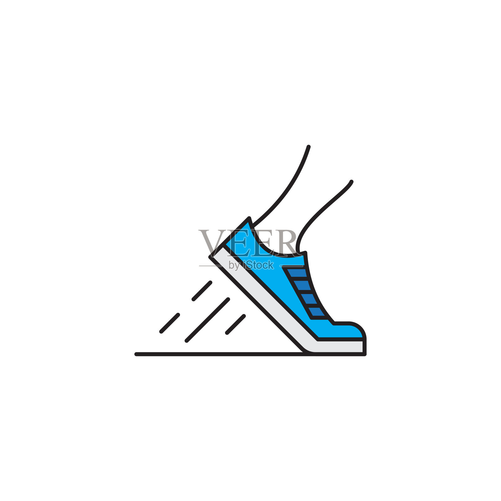 跑鞋与腿孤立的白色背景插画图片素材