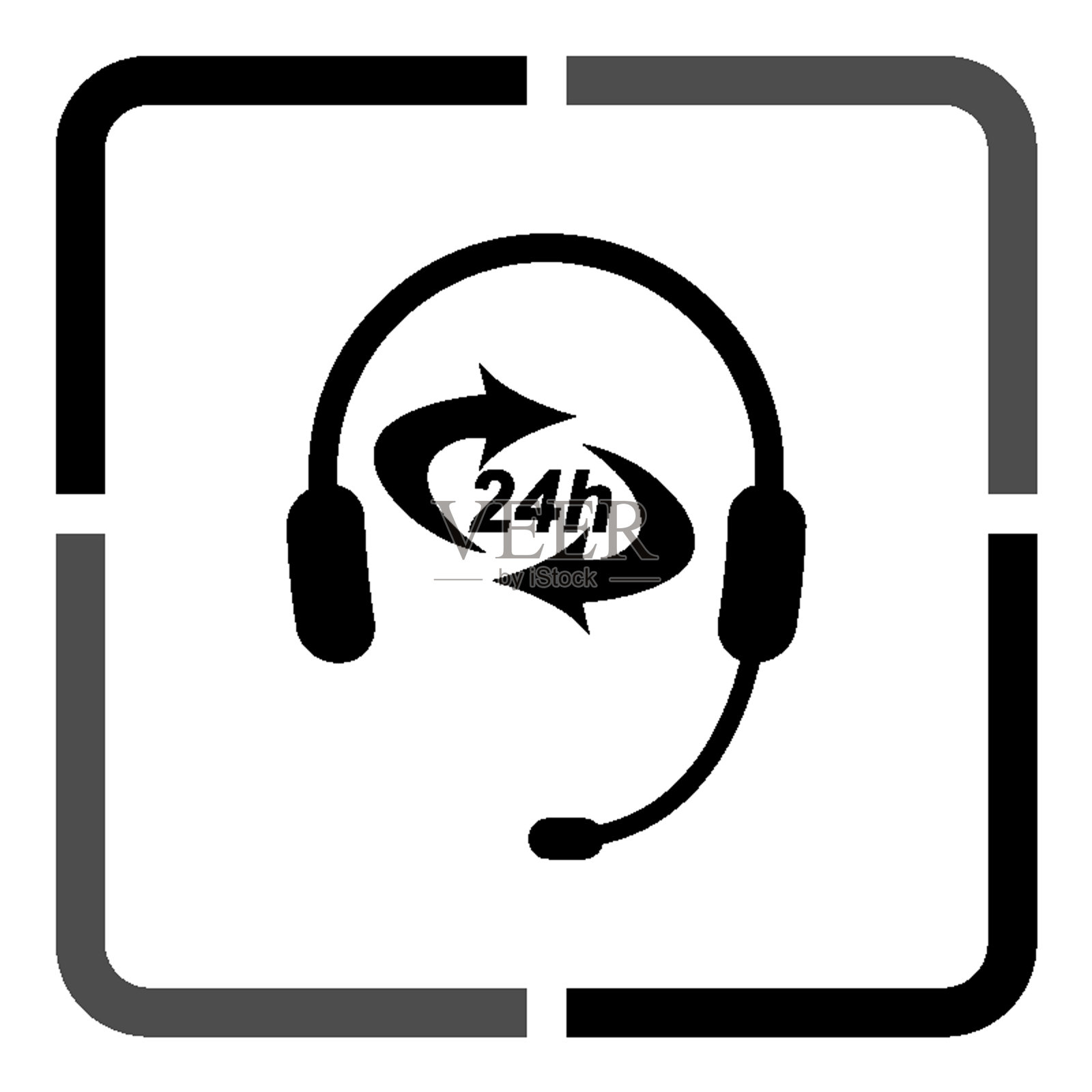 耳机支持或服务-黑色矢量图标图标素材