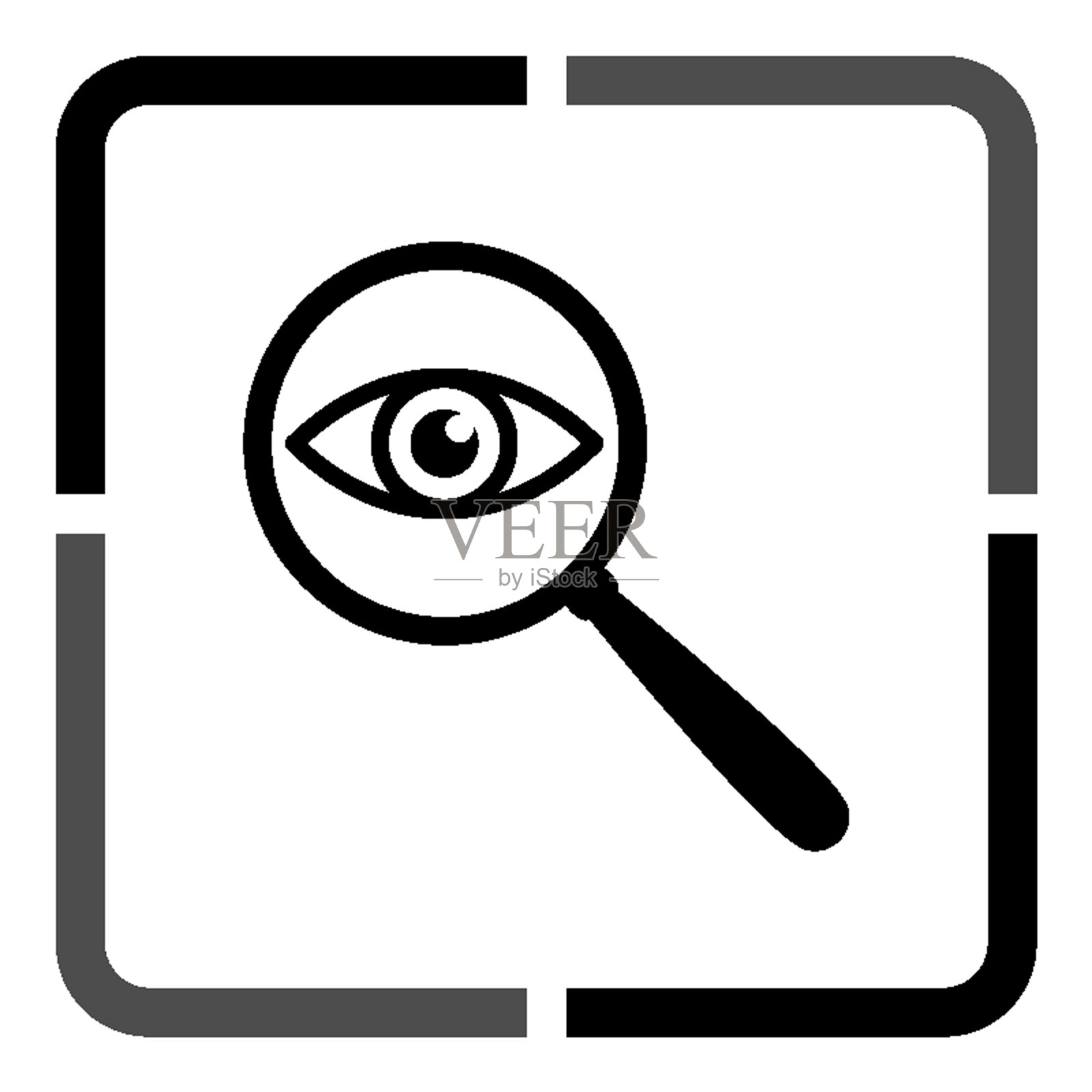 眼睛在放大-黑色矢量图标图标素材