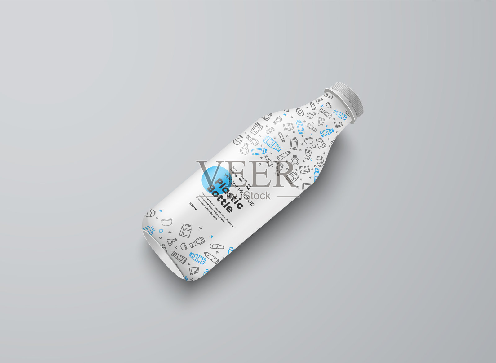 矢量现实的模型白色塑料瓶孤立在白色背景。插画图片素材