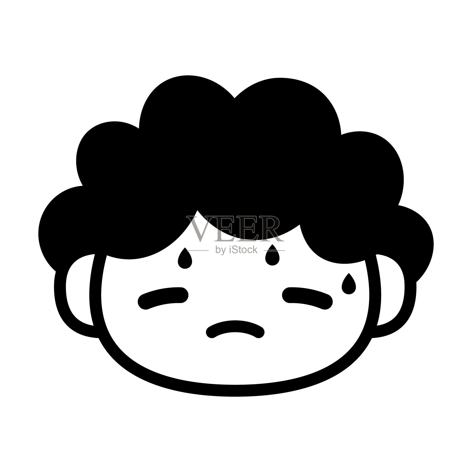 卡通可爱的表情符号字符头出汗设计元素图片