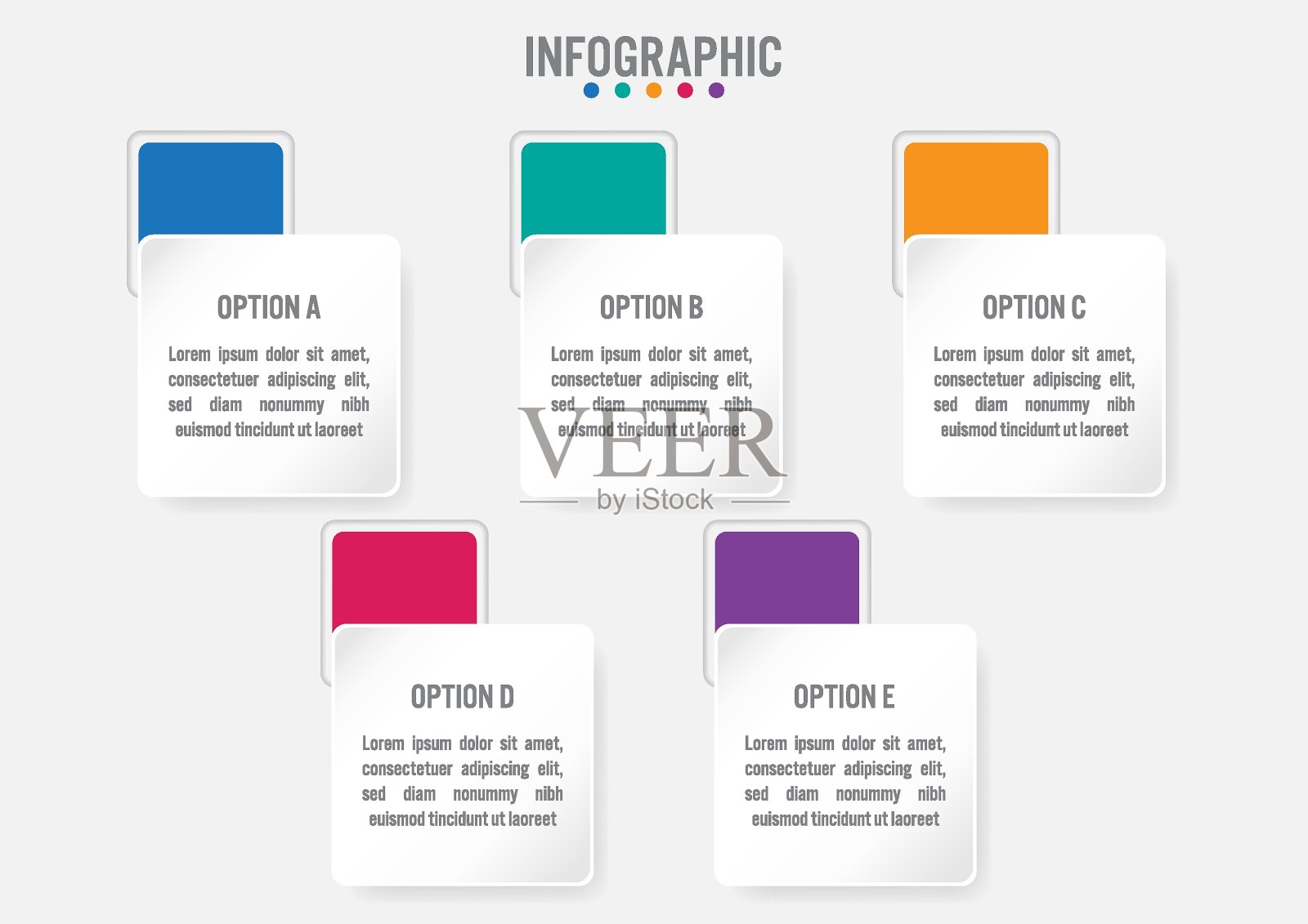 有5个选项的商业信息图表标签模板。信息图表的创意概念。设计模板素材