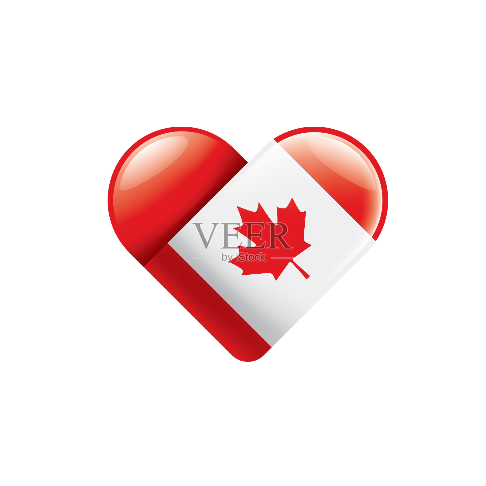 加拿大国旗,矢量插图在白色的背景插画图片素材