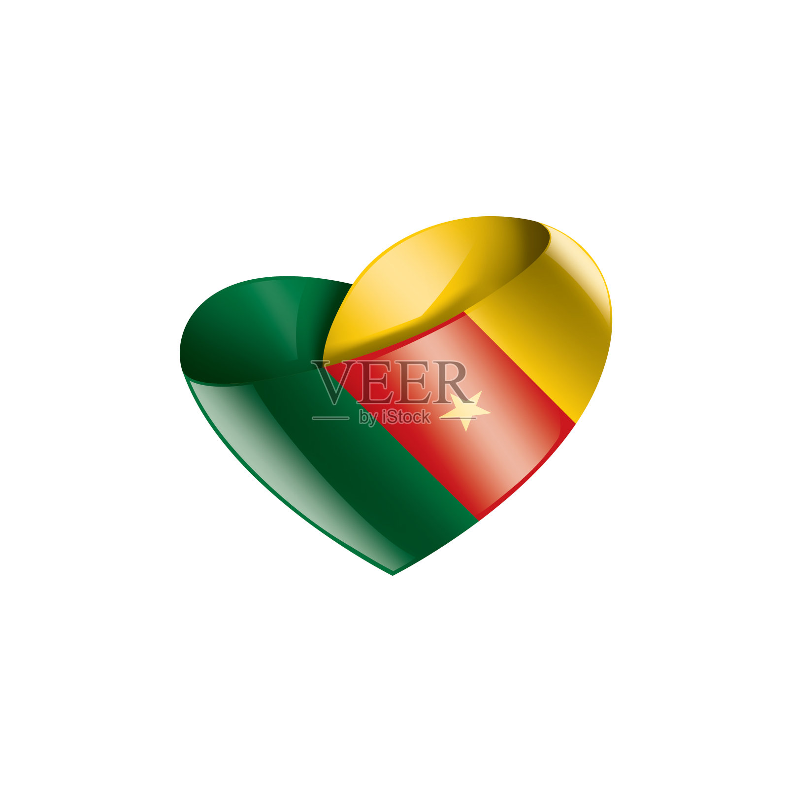 喀麦隆国旗,矢量插图在白色的背景插画图片素材