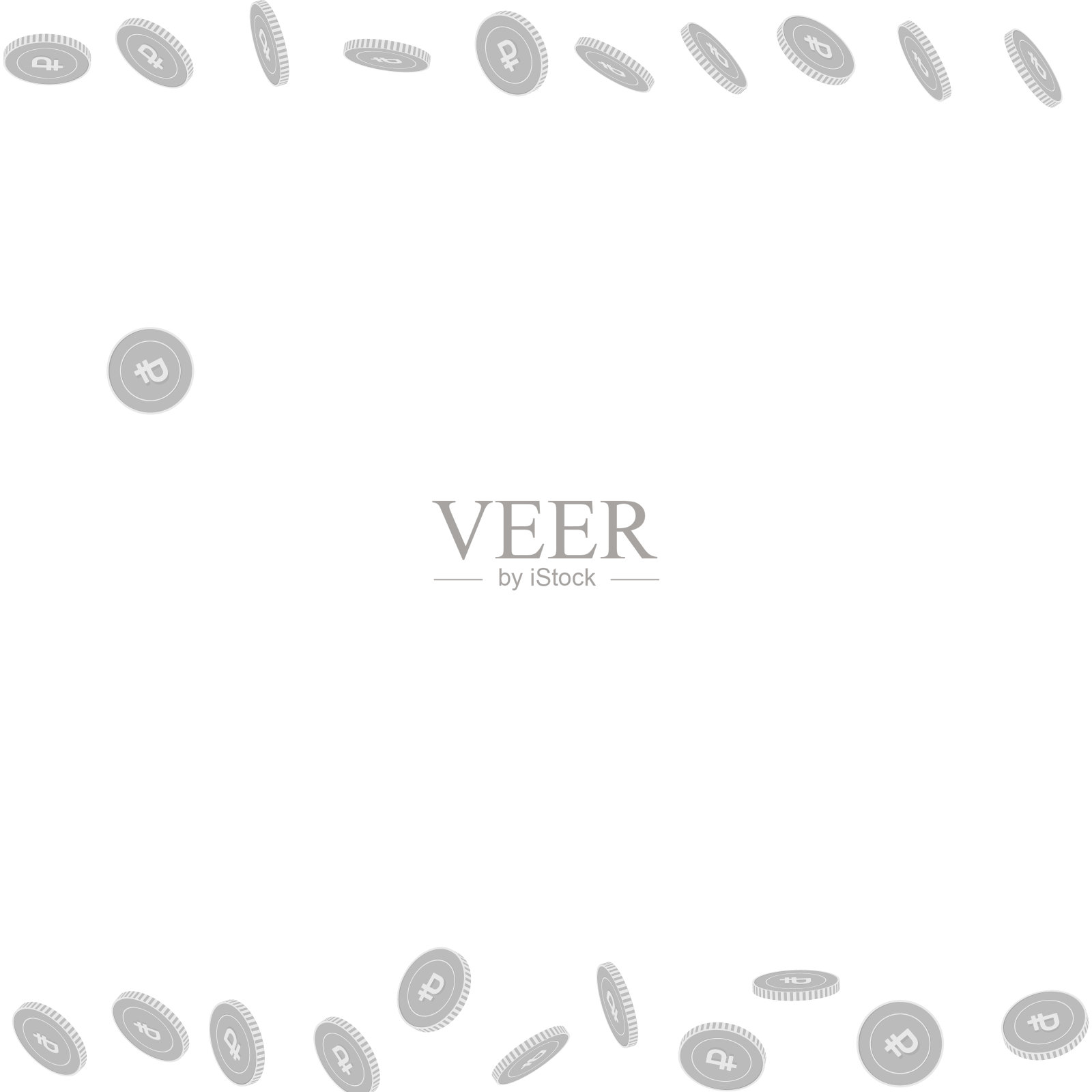 俄罗斯卢布硬币下落。分散的黑色和w插画图片素材