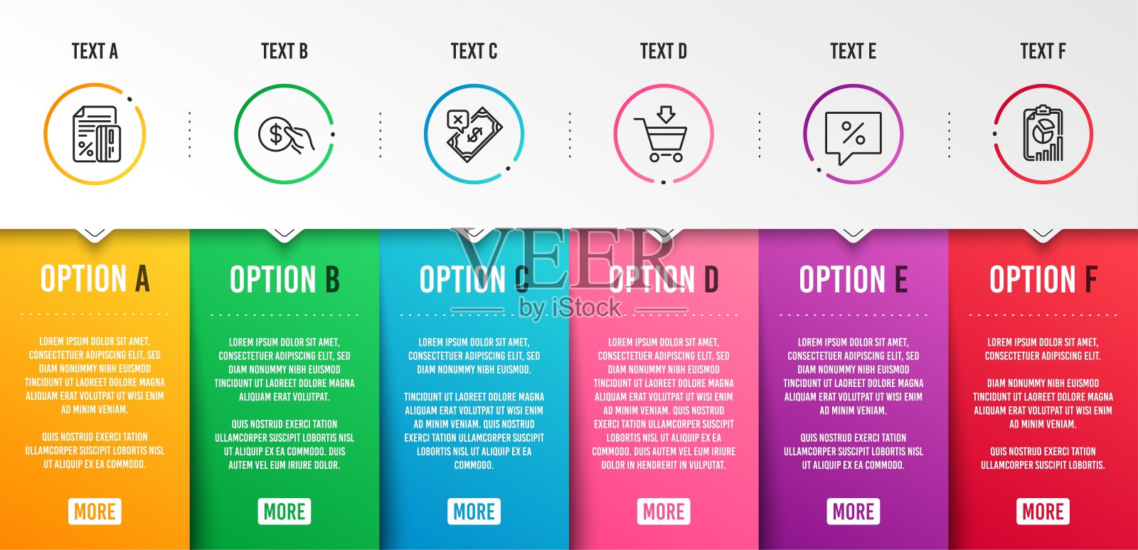 折扣信息,拒绝付款和在线市场图标设置。付款,信用卡和报告标志。向量插画图片素材
