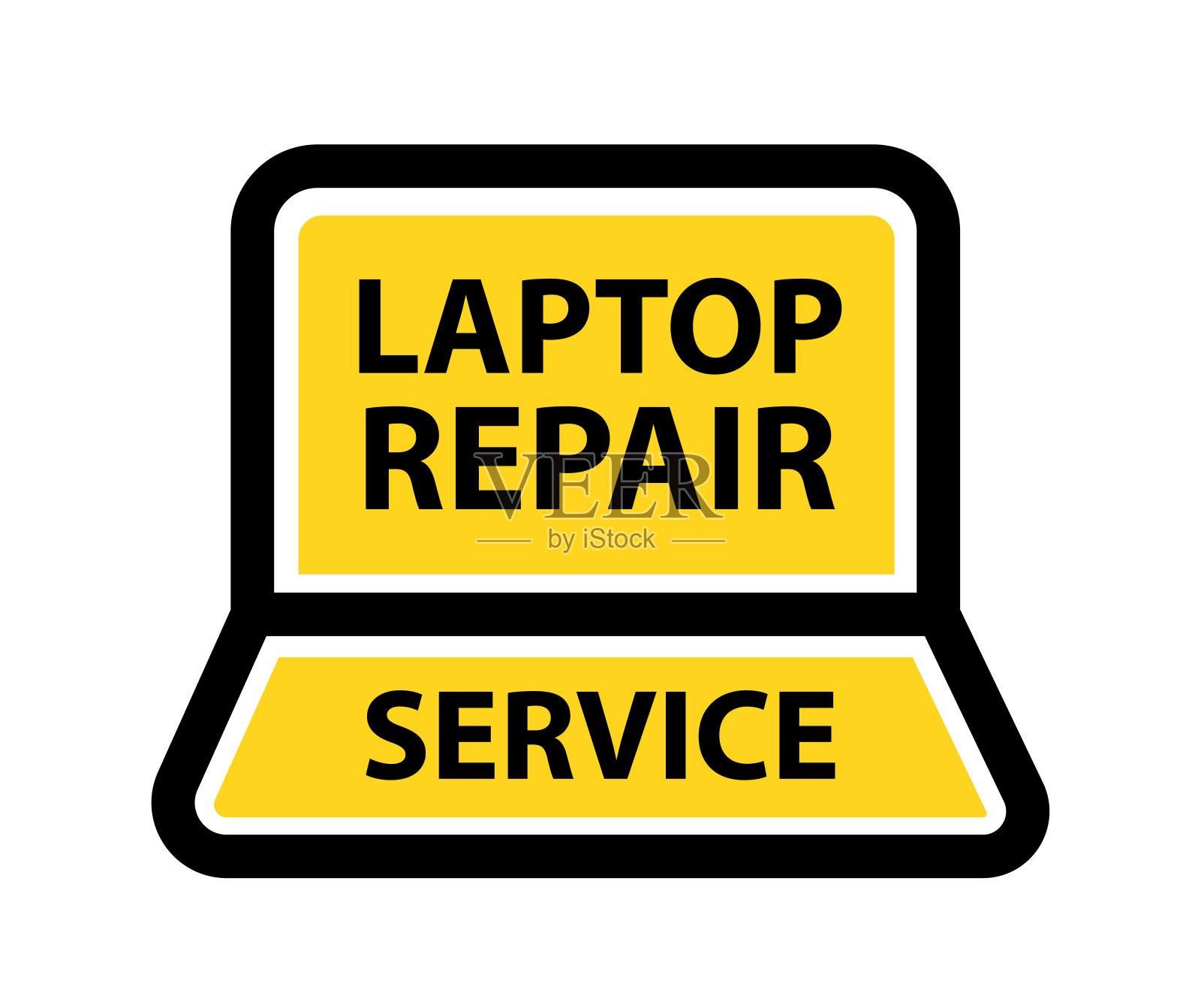 笔记本电脑和电脑维修服务的标志。设计元素图片