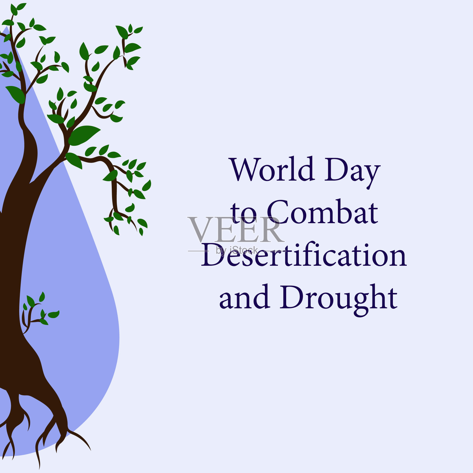 全球环境问题。Vector为世界防治荒漠化和干旱日设计明信片。插画图片素材