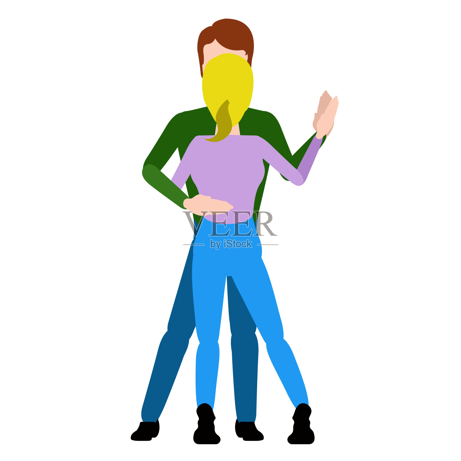 幸福的夫妇跳舞。情人节插画图片素材