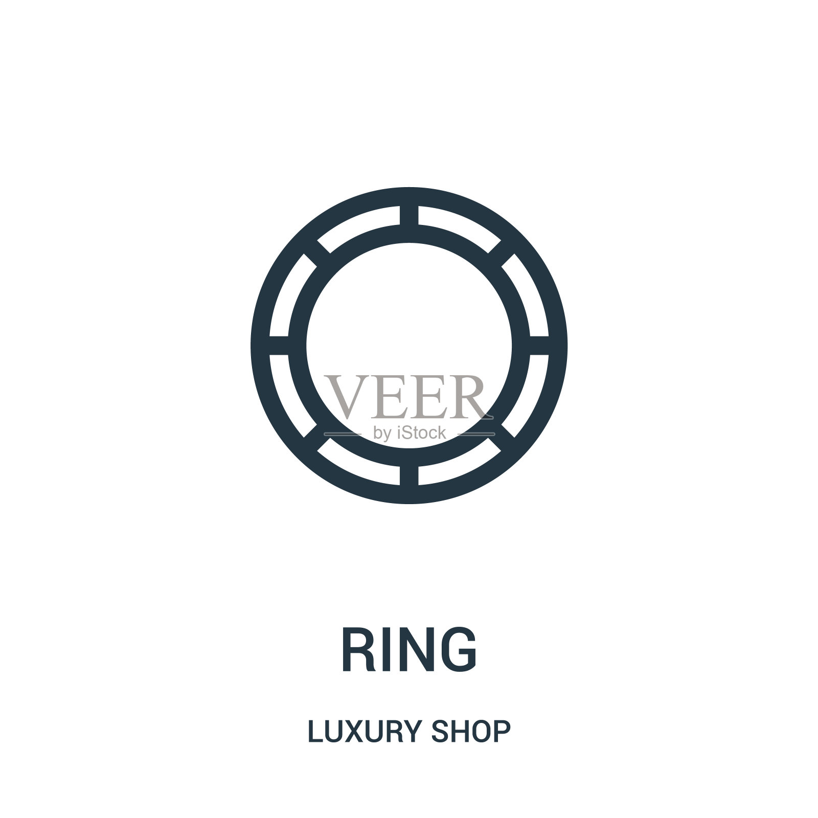 戒指图标矢量从奢侈品店收藏。细线环轮廓图标矢量说明。图标素材