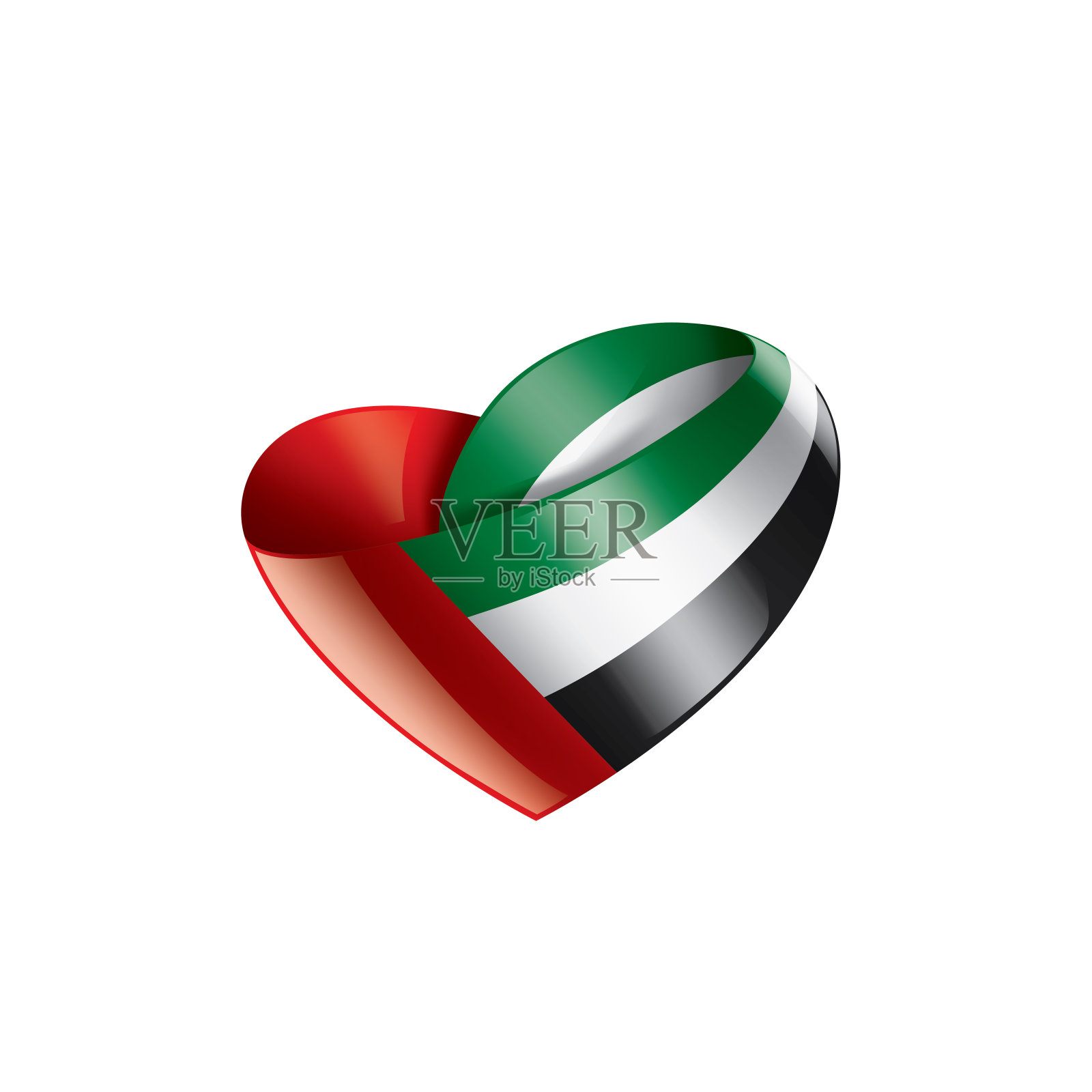 阿拉伯联合酋长国国旗,矢量插图在白色的背景插画图片素材