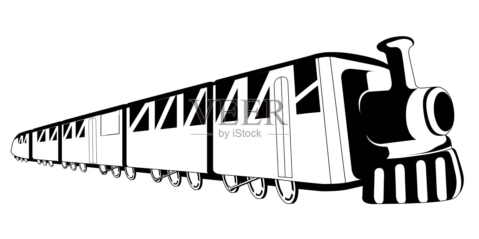 孤立的漫画火车设计元素图片