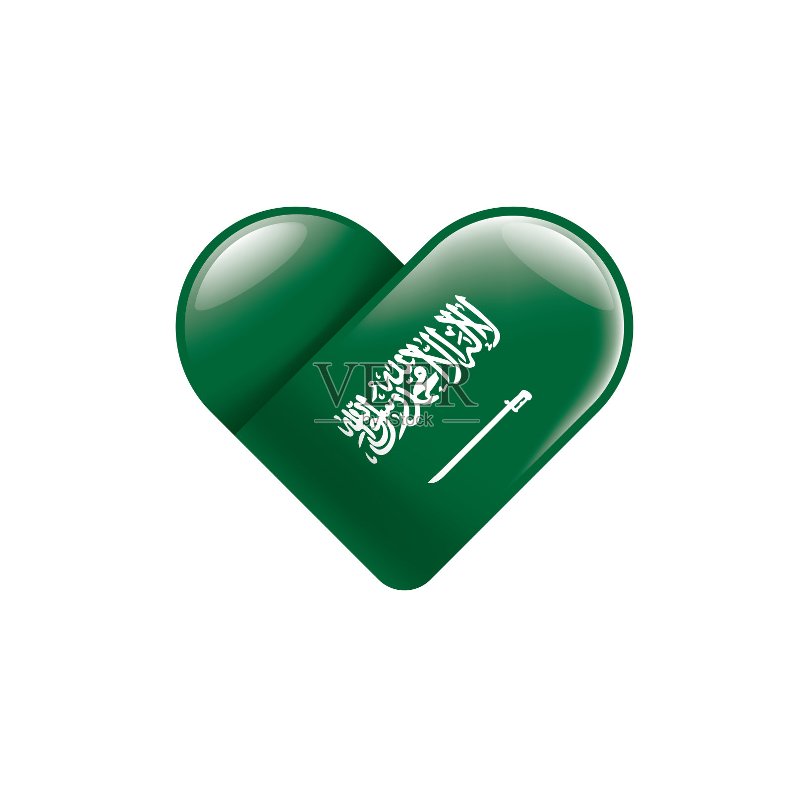 沙特阿拉伯国旗,白色背景矢量插图插画图片素材