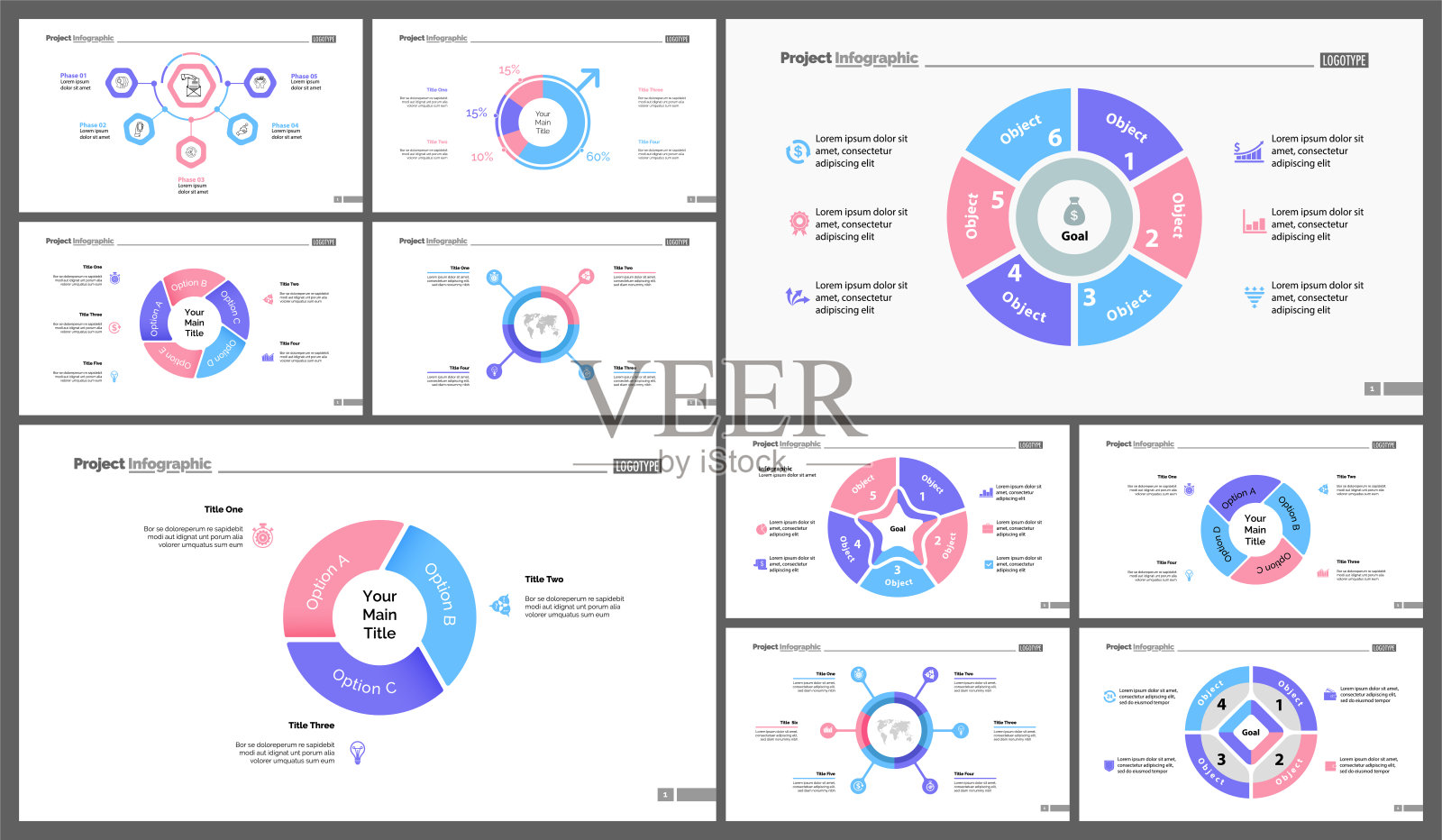 一组工作流程或团队概念信息图表插画图片素材